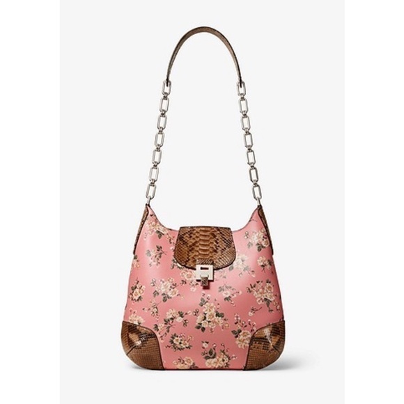 MICHAEL KORS COLLECTION 🌸Bancroft Oversized Calf Leather Python Shoulder Bag - Picture 1 of 14
